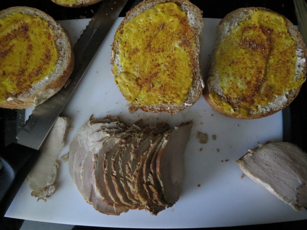 You're only a few steps away from a glorious meal.  Cold pork roast + mustard.  Try it.