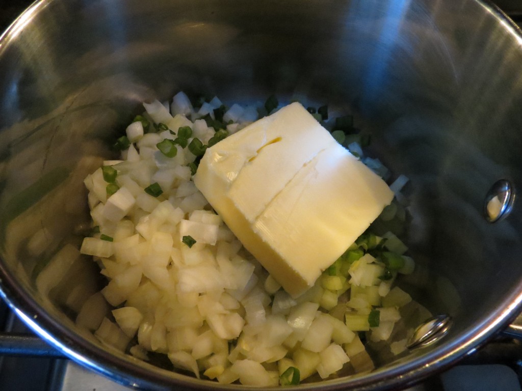 If you're going to cook from scratch, you have to start with the right foundation:  butter, and freshly chopped veggies.