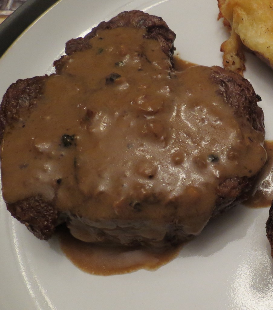 Steak with Peppercorn Sauce