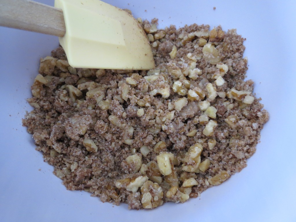 Part of the initial batter mixture is set aside for the streusel topping.  Don't you just love anything topped with streusel?