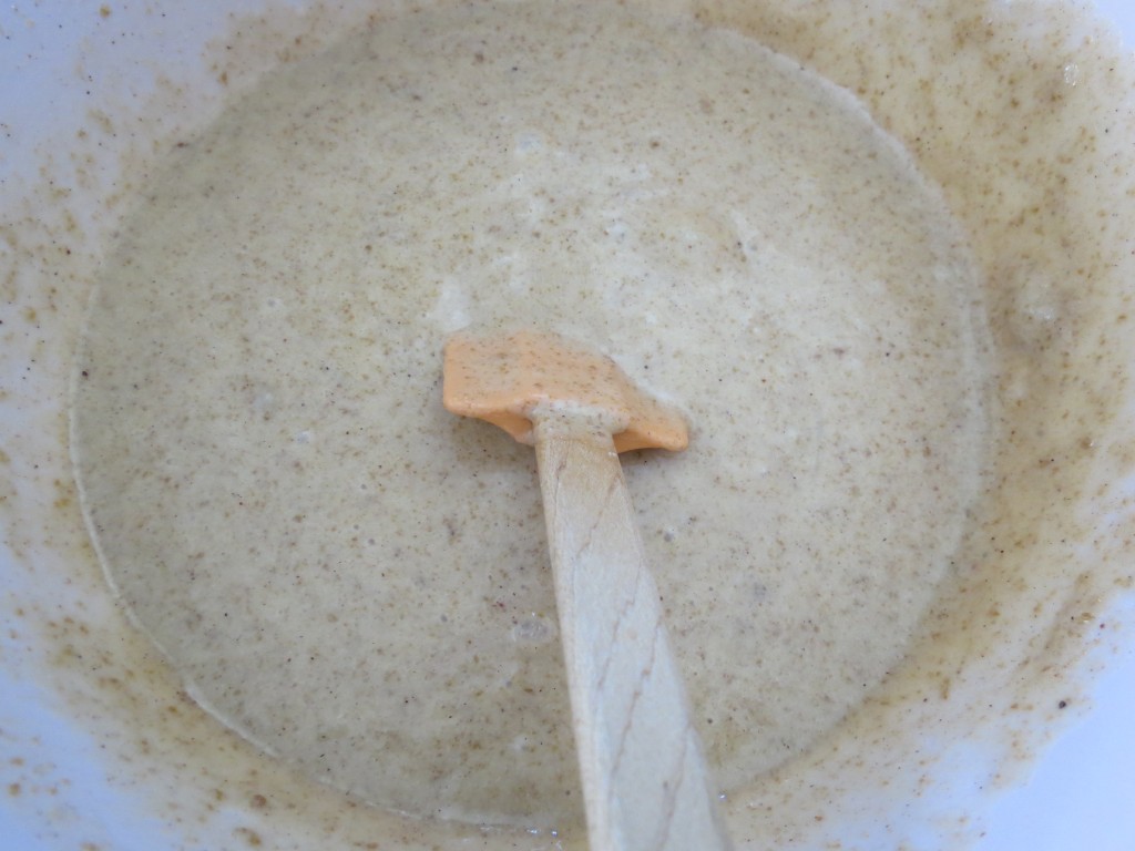 While not too exciting, it's worth showing that this batter comes together with a bowl and a spoon; no heavy creaming, beating or mixing involved here.  A bonus for the busy cook.