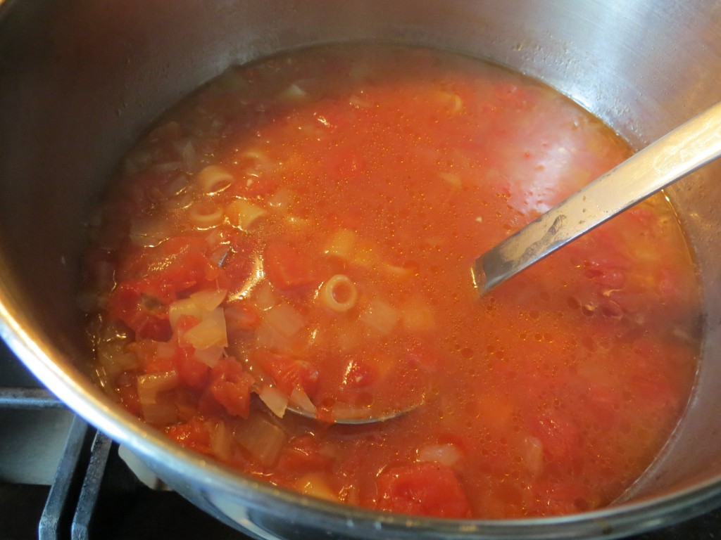 Once the pasta is added, the soup needs to come back to a boil to get that pasta cooked just right.