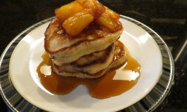 Sour Cream Breakfast Pancakes with Caramelized Pineapple Topping