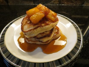Sour Cream Breakfast Pancakes with Caramelized Pineapple Topping