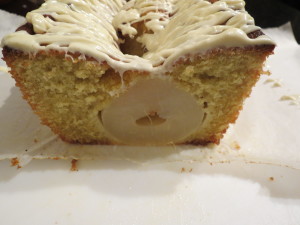 Cardamom Cake with Whole Pears and White Chocolate